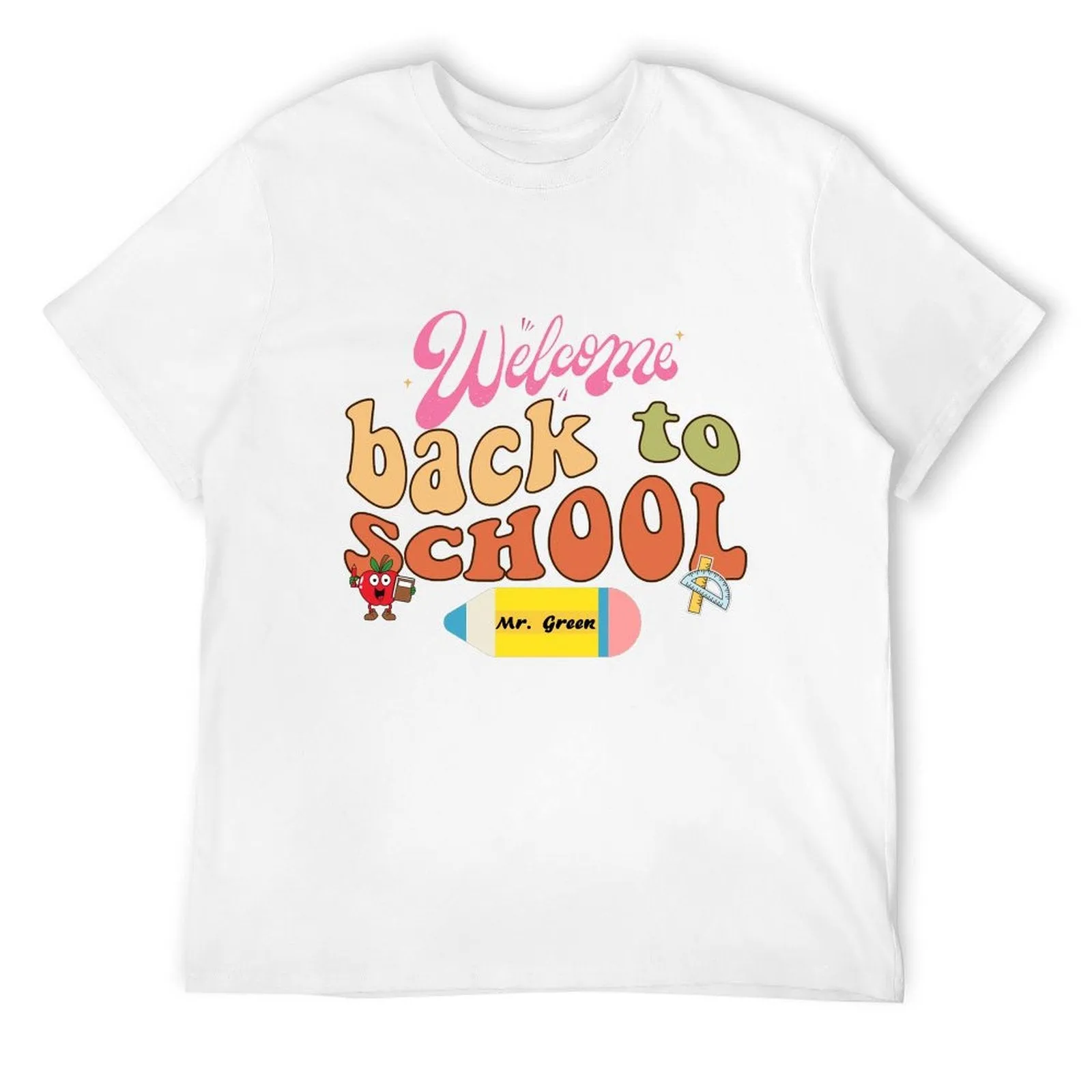 Welcome Back to School Personalized Name Cotton T-shirt for Men Back to School