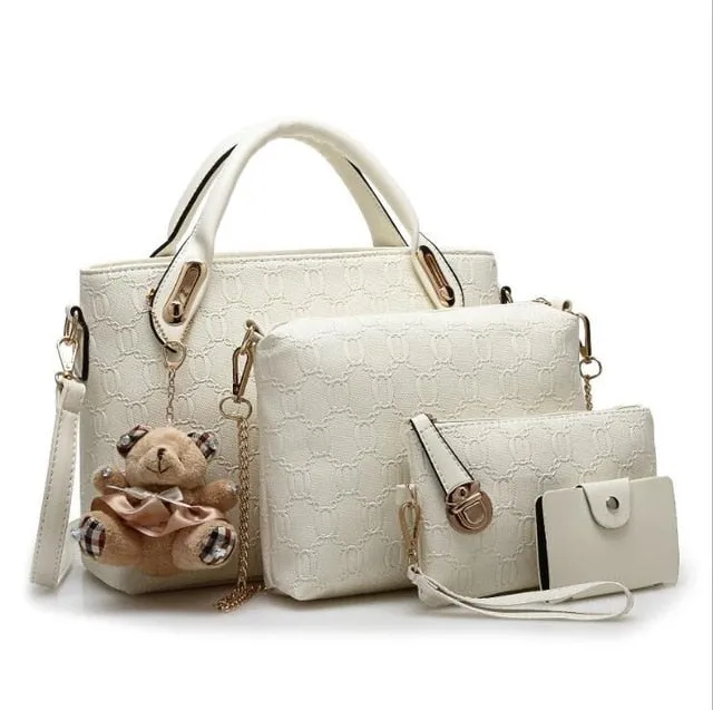 Women Fashion Geometric Design Shoulder Hand Bag, Set of 4