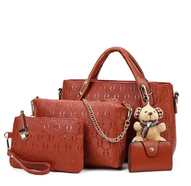 Women Fashion Geometric Design Shoulder Hand Bag, Set of 4