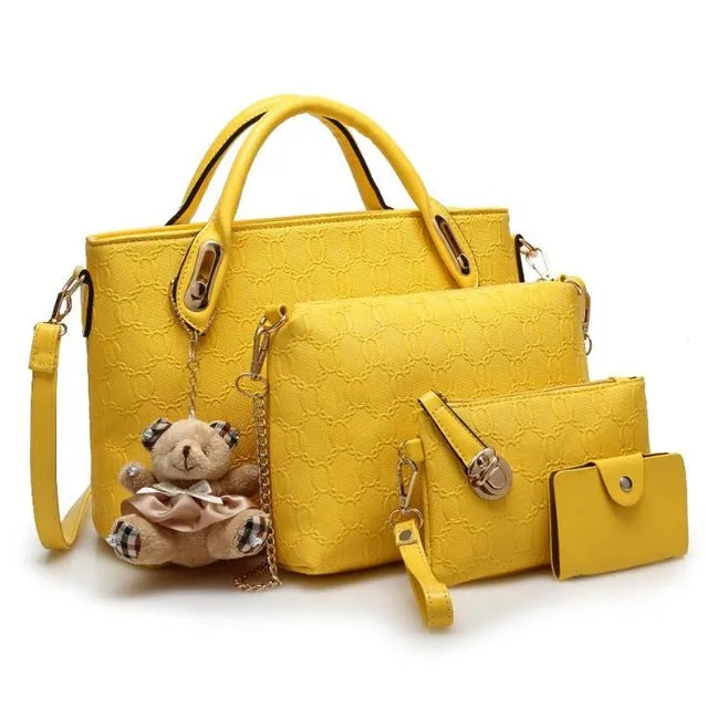 Women Fashion Geometric Design Shoulder Hand Bag, Set of 4