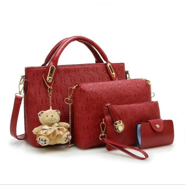 Women Fashion Geometric Design Shoulder Hand Bag, Set of 4