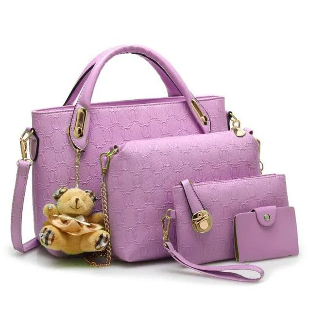 Women Fashion Geometric Design Shoulder Hand Bag, Set of 4