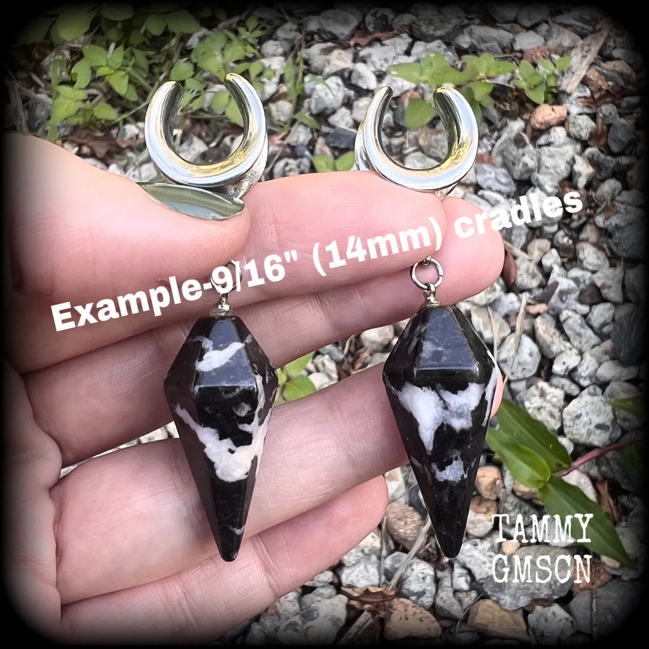 Zebra jasper gauged earrings-Gemstone ear weights
